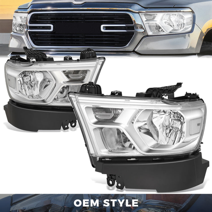 FAROS 19-24 RAM 1500 - WITH FACTORY HALOGEN HEADLIGHTS - 9005 HIGH / H11 LOW / 12961 MARKER - CHROME / CLEAR