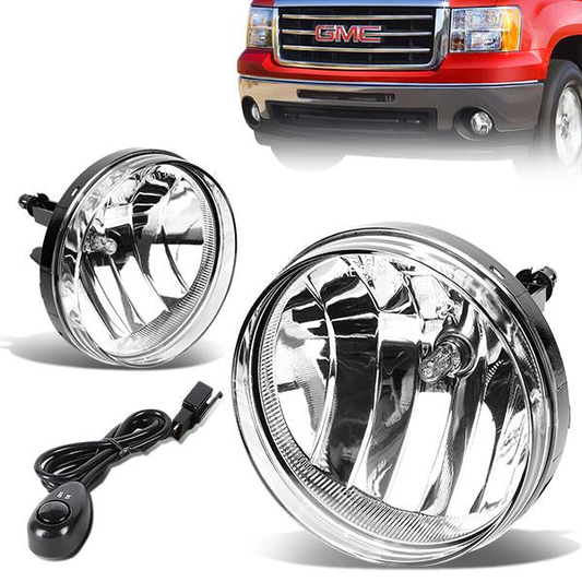 FAROS DE NIEBLA 07-13 GMC SIERRA 1500 / 07-14 SIERRA 2500, 3500 / 2010 SIERRA DENALI - WITH SWITCH - CHROME / CLEAR