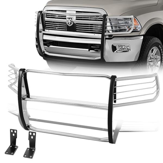 BURRERA 10-18 DODGE RAM 2500 , 3500 - MAY INTERFERE WITH FUNCTION OF FRONT PARKING SENSOR IF EQUIPPED. REMOVAL OF TOW HOOKS REQUIRED FOR INSTALLATION, IF EQUIPPED. TRIMMING OF AIR DAM/LOWER BUMPER VALANCE REQUIRED. - CHROME