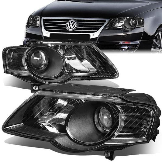 FAROS 06-10 VOLKSWAGEN PASSAT - FITS MODELS W/ HALOGEN HEADLIGHTS - PROJECTOR - H7 LOW BEAM / H7 HIGH BEAM - BLACK HOUSING / CLEAR CORNER