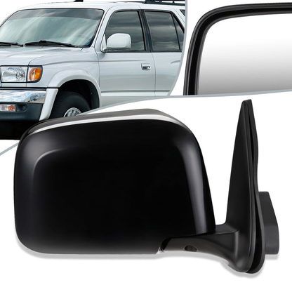 RETROVISOR MIRROR - OEM - 96-02 TOYOTA 4RUNNER - MANUAL - W/ CONVEX GLASS - W/ ENGLISH WARNNG - BLACK MATERIAL - RIGHT