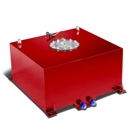 TANQUE DE GASOLINA FUEL CELL - GAS TANK WITH LEVEL SENDER - 10 GALLON - ALUMINUM - POLISHED CAP - RED