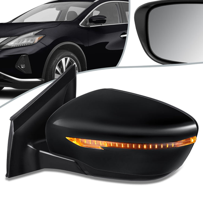 RETROVISOR MIRROR - OEM - 15-18 NISSAN MURANO - POWERED - W/ SIGNAL LIGHT - FOLDING - BLACK MATERIAL - LEFT