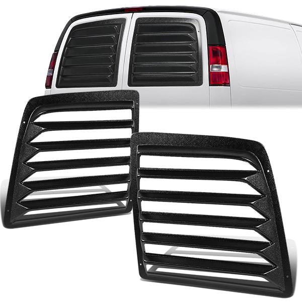 PERSIANA TRASERA REAR WINDOW LOUVER - 97-17 CHEVY EXPRESS 1500, 2500, 3500 / 97-17 GMC SAVANA 1500, 2500, 3500, 4500 - 2PCS - BLACK