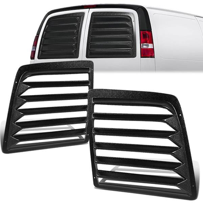 PERSIANA TRASERA REAR WINDOW LOUVER - 97-17 CHEVY EXPRESS 1500, 2500, 3500 / 97-17 GMC SAVANA 1500, 2500, 3500, 4500 - 2PCS - BLACK