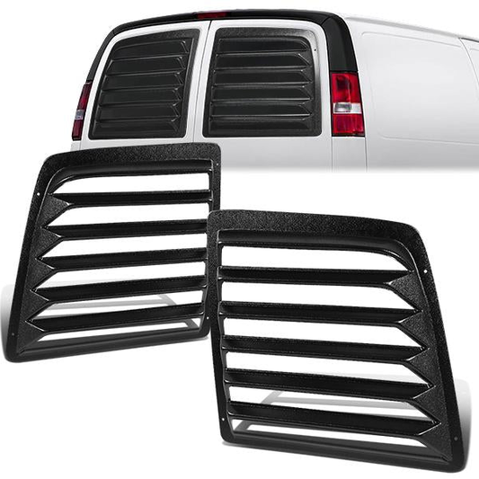 PERSIANA TRASERA REAR WINDOW LOUVER - 97-17 CHEVY EXPRESS 1500, 2500, 3500 / 97-17 GMC SAVANA 1500, 2500, 3500, 4500 - 2PCS - BLACK