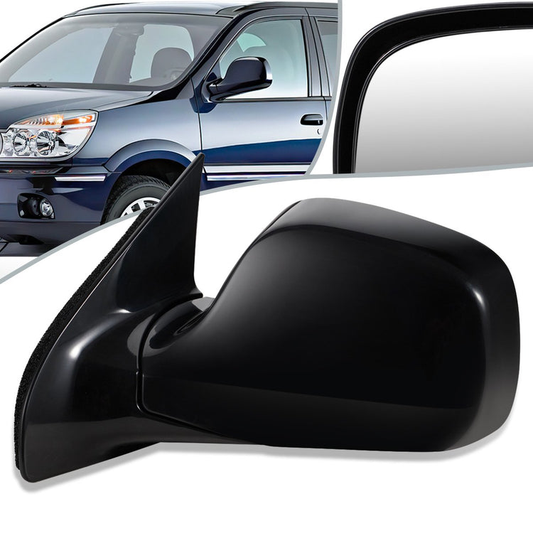 RETROVISOR MIRROR - OEM - 02-05 BUICK RENDEZVOUS - POWERED - HEATED - W/ MEMORY - FOLDING - BLACK MATERIAL - LEFT