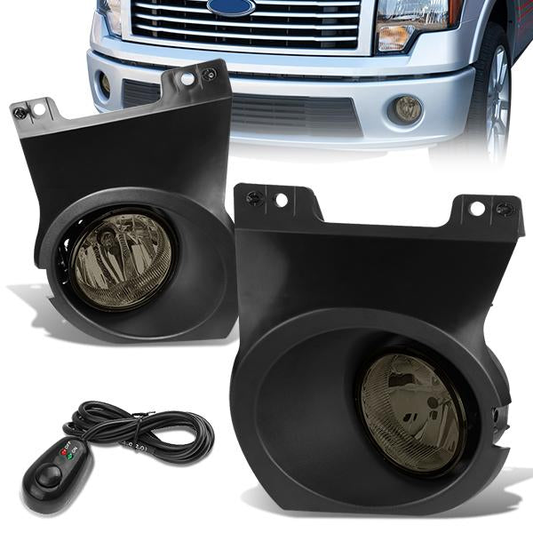 FAROS DE NIEBLA 09-14 FORD F-150 - WITH SWITCH AND BEZEL - H10 BULB - SMOKE