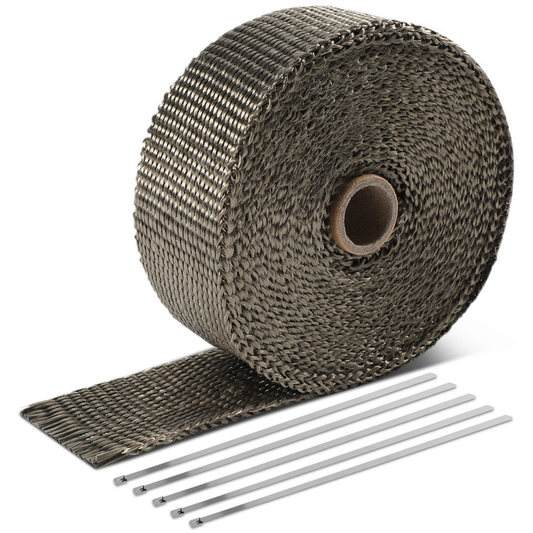 PROTECTOR HEADERS EXHAUST HEAT WRAP - TITANIUM - TYPE-1  - 30 FEET - 2" X 30' - TITANIUM - 5 ZIP