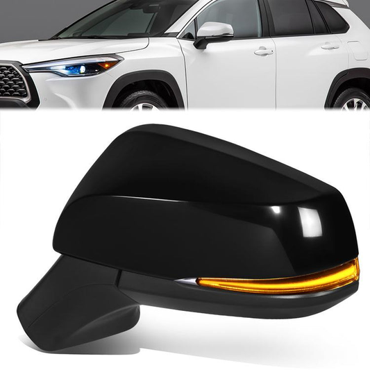 RETROVISOR MIRROR - OE STYLE - TOYOTA COROLLA CROSS 2022-2024 - WITH POWER WITH HEATED GLASS WITH SIGNAL WITH BLIND SPOT - DRIVER LEFT SIDE - BLACK
