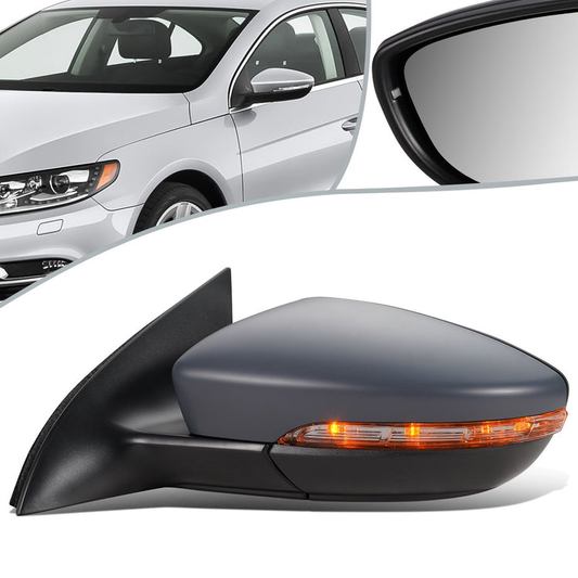RETROVISOR MIRROR - OEM - 09-13 VOLKSWAGEN PASSAT - POWERED - HEATED - W/ SIGNAL LIGHT - W/ PUDDLE LIGHT - FOLDING - LEFT - GRAY