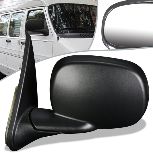 RETROVISOR MIRROR - 98 DODGE B1500, B2500, B3500 / 99-03 DODGE RAM 1500, 2500, 3500 VAN - MANUAL - OEM - LEFT - TEXTURED/BLACK