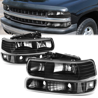 FAROS 99-02 CHEVY SILVERADO/AVALANCHE//WHITE HOOD, WHITE REVERSE, BLACK BACKGROUND 4P LIGHT WITH BLUE LIGHT BULB