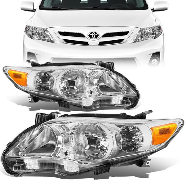 FAROS 11-13 TOYOTA COROLLA - 9006 LOW BEAM / 9005 HIGH BEAM / 3457A TURN SIGNAL - CHROME HOUSING / AMBER CORNER