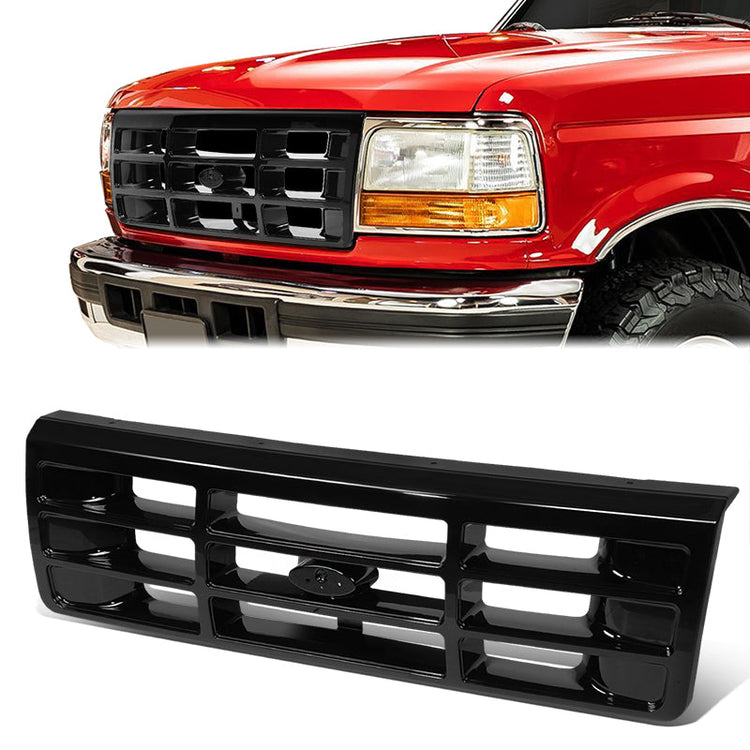 nan GRILLES - 92-96 FORD BRONCO/92-97 FORD F SUPER DUTY/92-96 FORD F-150/92-97 FORD F-250/92-97 FORD F-350/92-96 FORD F53/92-96 FORD F59 - ABS PLASTIC - GLOSSY BLACK
