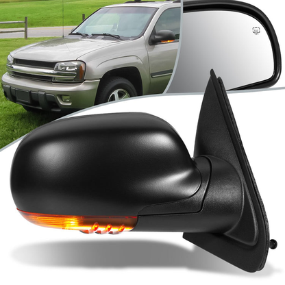 RETROVISOR MIRROR - OEM - 02-05 CHEVY TRAIL BLAZER - POWERED - HEATED - W/ MEMORY - W/ SIGNAL LIGHT - FOLDING - BLACK MATERIAL - RIGHT