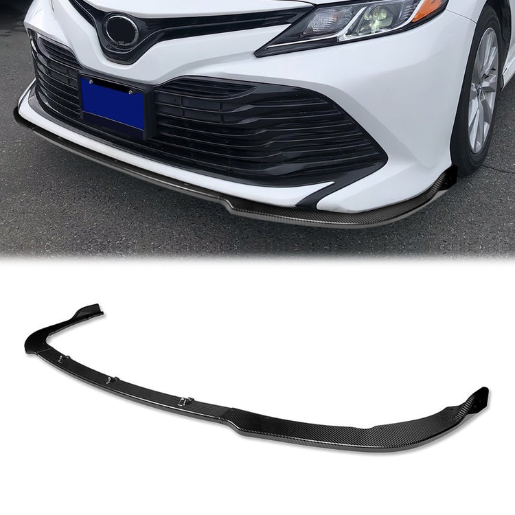 LIP FRONTAL 18-22 TOYOTA CAMRY - FITS SE, XSE MODELS ONLY - REQUIRES DRILLING BUMPER FOR INSTALLATION - 3PC - CARBON FIBER LOOK