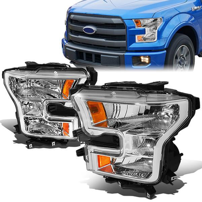 FAROS 15-17 FORD F-150 2/4-DOOR - ONLY FITS MODELS W/ COMPOSITE HEADLIGHTS - H11 LOW BEAM / 9005 HIGH BEAM / 7444NA TURN SIGNAL - CHROME HOUSING / AMBER CORNER