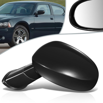 RETROVISOR MIRROR - 08-14 DODGE CHALLENGER - POWERED - OEM - LEFT - PAINTABLE - BLACK