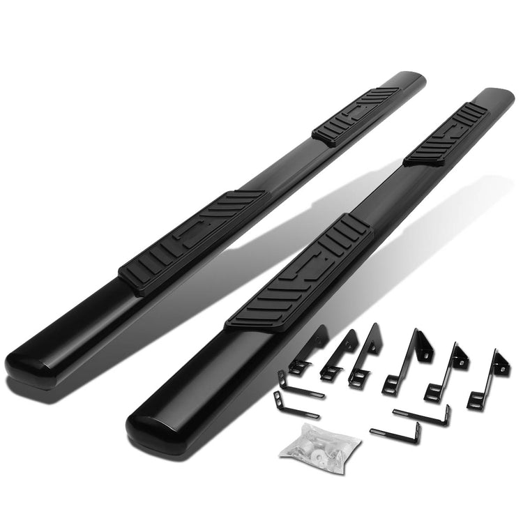 ESTRIBOS 5" - OVAL - STRAIGHT - 99-13 CHEVY SILVERADO 1500, GMC SIERRA 1500 / 99-14 CHEVY SILVERADO 2500, 3500, GMC SIERRA 2500, 3500 - CREW CAB - BLACK