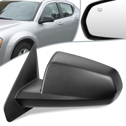 RETROVISOR MIRROR - 08-14 DODGE AVENGER - POWERED - HEATED - OEM - LEFT - TEXTURED/BLACK