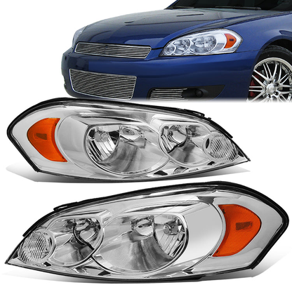 FAROS 06-13 CHEVY IMPALA / 14-16 CHEVY IMPALA LIMITED / 06-07 CHEVY MONTE CARLO 2/4-DOOR - CHROME HOUSING / AMBER CORNER - H11 LOW BEAM / H9 HIGH BEAM