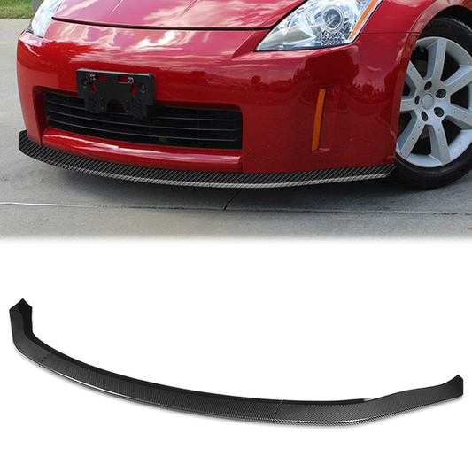 LIP FRONTAL 03-05 NISSAN 350Z Z33 - REQUIRES DRILLING BUMPER FOR INSTALLATION - 3PC - CARBON FIBER LOOK