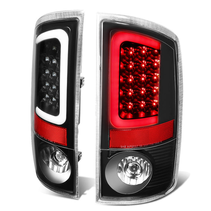 FAROS TRASEROS 02-06 DODGE RAM 1500 / 03-06 DODGE RAM 2500 , 3500 - C-BAR - U-HALO LED - BLACK / CLEAR
