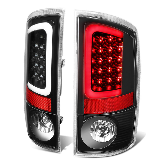 FAROS TRASEROS 02-06 DODGE RAM 1500 / 03-06 DODGE RAM 2500 , 3500 - C-BAR - U-HALO LED - BLACK / CLEAR