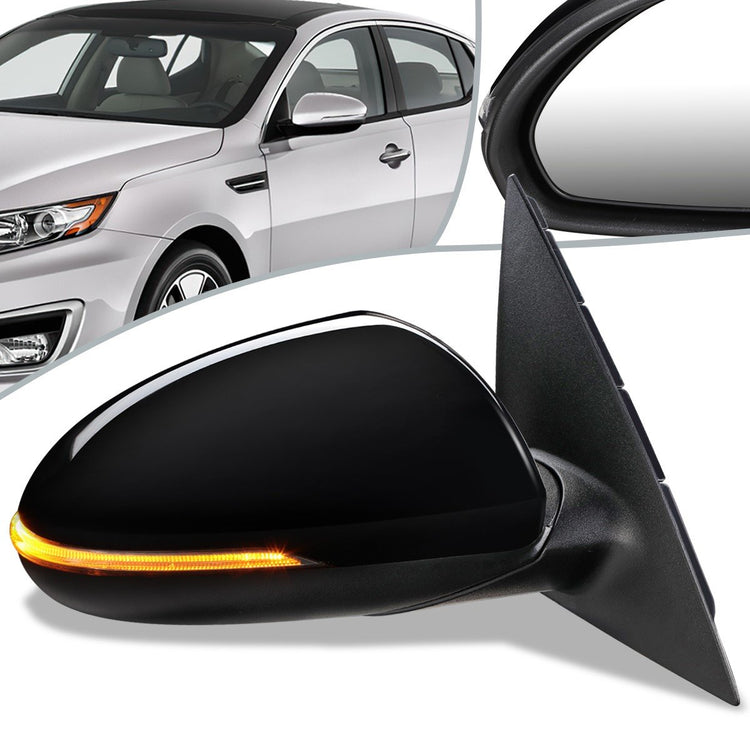 RETROVISOR MIRROR - OEM - 11-15 KIA OPTIMA - POWERED - HEATED - W/ SIGNAL LIGHT - POWER FOLDING - BLACK MATERIAL - RIGHT