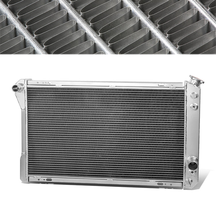 RADIADOR DE ALUMINIO RADIATOR - 3 ROWS - 82-92 CHEVY CAMARO, PONTIAC FIREBIRD, PONTIAC TRANS AM - FITS 2.5L, 3.1L, 3.8L V6, 305/ 350 CU V8 MODELS ONLY - FITS AUTOMATIC, MANUAL TRANSMISSION MODELS - MODIFICATION MIGHT BE REQUIRED FOR 2.8L V6 MODELS
