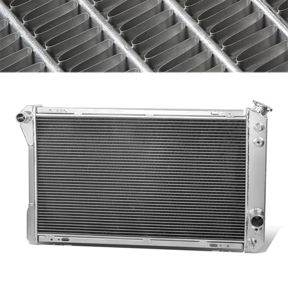 RADIADOR DE ALUMINIO RADIATOR - 3 ROWS - 82-92 CHEVY CAMARO, PONTIAC FIREBIRD, PONTIAC TRANS AM - FITS 2.5L, 3.1L, 3.8L V6, 305/ 350 CU V8 MODELS ONLY - FITS AUTOMATIC, MANUAL TRANSMISSION MODELS - MODIFICATION MIGHT BE REQUIRED FOR 2.8L V6 MODELS