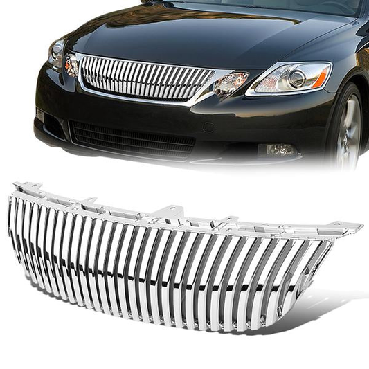 PARRILLA GRILLE - 06-11 LEXUS GS300 , GS350 , GS450 , 450H , GS460 - VERTICAL FENCE STYLE - ABS - CHROME