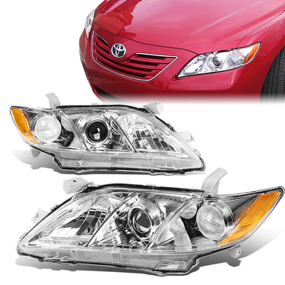 FAROS 07-09 TOYOTA CAMRY - H1 LOW BEAM / 9005 HIGH BEAM / 3457A TURN SIGNAL - CHROME HOUSING / AMBER CORNER