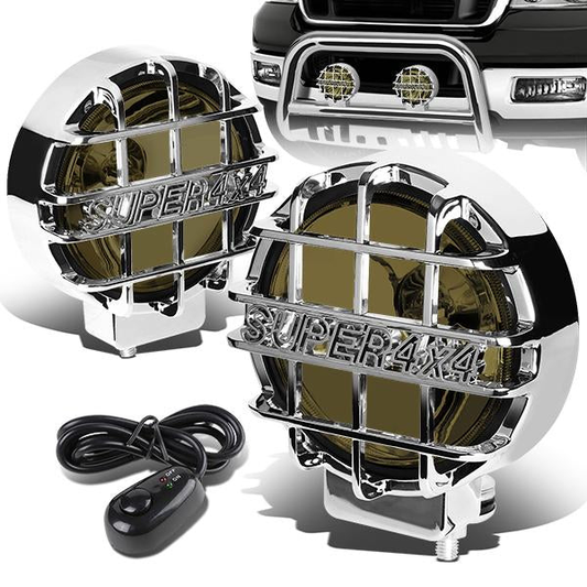 FAROS DE NIEBLA UNIVERSAL - ROUND - 6 INCH SUPER 4X4 - W/ SWITCH - H3 BULB - SMOKE / CHROME