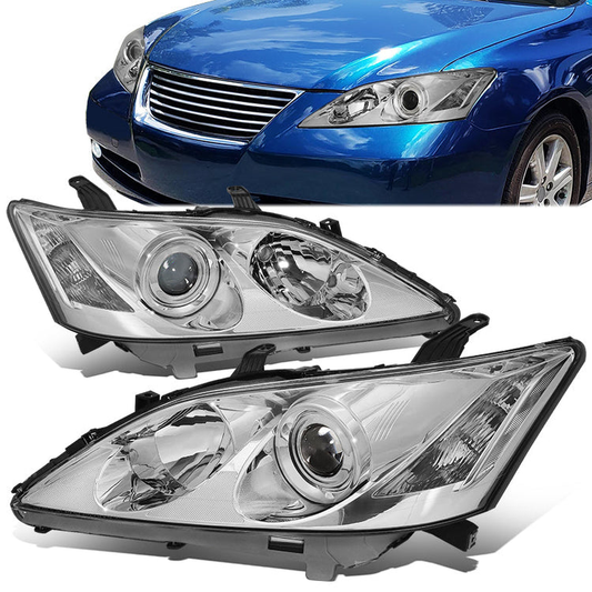 FAROS 07-09 LEXUS ES350 - FITS MODELS W/ FACTORY HALOGEN HEADLIGHTS ONLY - OEM STYLE - H7 LOW BEAM / 9005 HIGH BEAM / 7440A SIGNAL / 168 MARKER - CHROME HOUSING / CLEAR CORNER