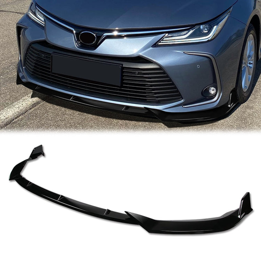 LIP FRONTAL 20-21 TOYOTA COROLLA - FITS L, LE, XLE ONLY - REQUIRES DRILLING BUMPER FOR INSTALLATION - 3PC - PAINTED GLOSS BLACK