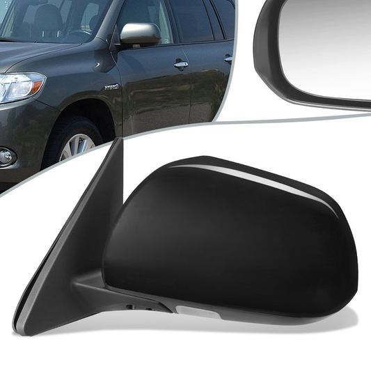 RETROVISOR MIRROR - OEM - 08-13 TOYOTA HIGHLANDER - POWERED - HEATED - PAINTABLE - BLACK - LEFT