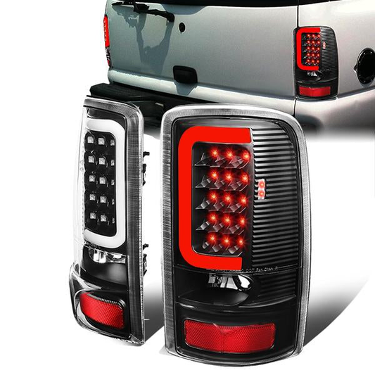 FAROS TRASEROS 00-06 CHEVY TAHOE , CHEVY SUBURBAN 1500 , 2500 , GMC YUKON , YUKON XL 1500 , 2500 - C-BAR - 3D - U-HALO LED - FITS LIFT DOOR MODELS ONLY , DOES NOT FIT BARN DOOR MODELS - BLACK / CLEAR