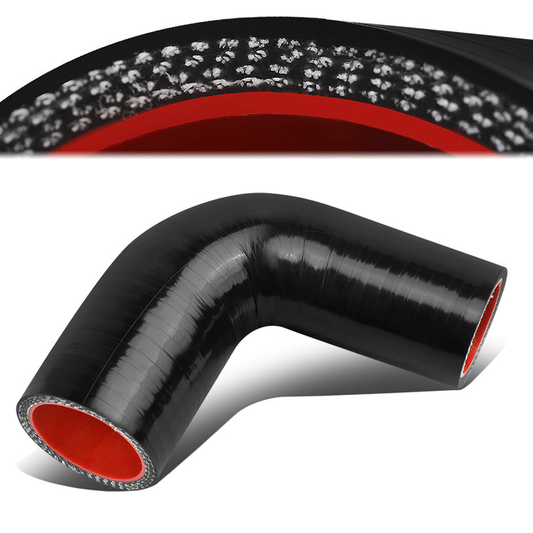 COPLE DE SILICON 3-PLY - 1.25" TO 1.50" REDUCER W/ 90 DEGREE - BLACK / RED - RM6-4