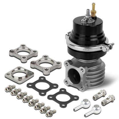 VALVULA DE ALIVIO WASTEGATE - 46MM - 4-BOLT FLANGE - V-BAND TOP - BLACK