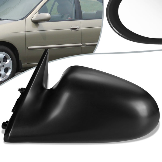 RETROVISOR MIRROR - OEM - 95-98 NISSAN 200SX / 95-99 NISSAN SENTRA - MANUAL - PAINTABLE - BLACK - LEFT