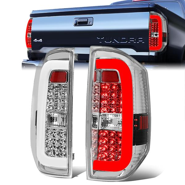 FAROS TRASEROS 14-18 TOYOTA TUNDRA - TUBE BAR - 3D - LED - CHROME / CLEAR