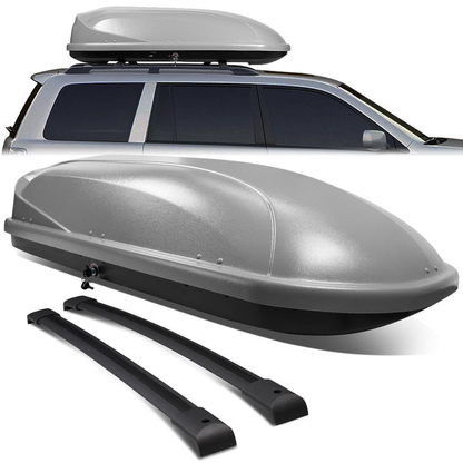 PORTAEQUIPAJE ROOF RACK CROSS BARS + CARGO ROOF BOX - 03-08 HONDA PILOT - MOUNTS ONTO OEM ROOF RAILS ONLY - GRAY