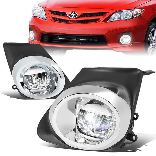 FAROS DE NIEBLA 11-13 TOYOTA COROLLA - WITH SWITCH, BEZEL - CHROME / CLEAR