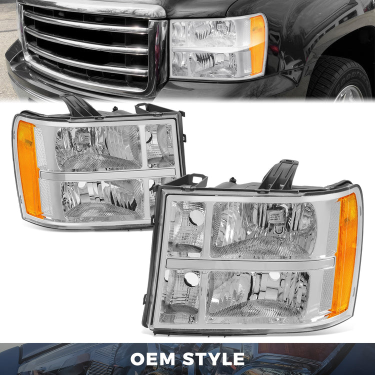FAROS 07-13 GMC SIERRA 1500 / 07-14 GMC SIERRA 2500 HD / 07-14 GMC SIERRA 3500 HD - 9005 HIGH / H11 LOW / 194 MARKER - CHROME / AMBER