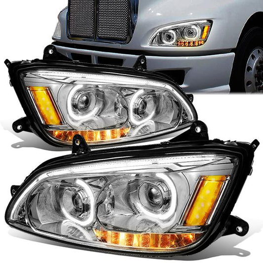 FAROS 08-19 KENWORTH T170 / 08-19 KENWORTH T270 / 16-19 KENWORTH T300 / 08-19 KENWORTH T370 / 08-18 KENWORTH T660 / 11-15 KENWORTH T700 - LED - PROJECTOR - CHROME HOUSING - FULL LED LIGHTING