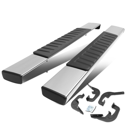 ESTRIBOS 6" - STRAIGHT - 07-18 CHEVY SILVERADO 1500, GMC SIERRA 1500 / 07-19 CHEVY SILVERADO 2500HD, 3500HD, GMC SIERRA 2500HD, 3500HD - STANDARD CAB - SILVER