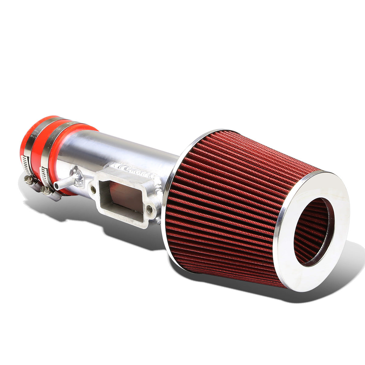 FILTRO DE AIRE ALTO FLUJO 3.00" - SHORT RAM - 97-01 TOYOTA CAMRY V6 - RED FILTER - POLISHED PIPE