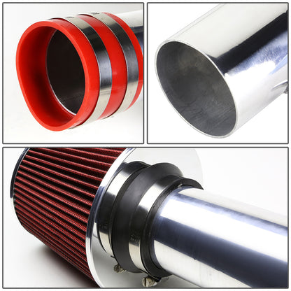 FILTRO DE AIRE ALTO FLUJO 3.00" - SHORT RAM - 97-01 TOYOTA CAMRY V6 - RED FILTER - POLISHED PIPE